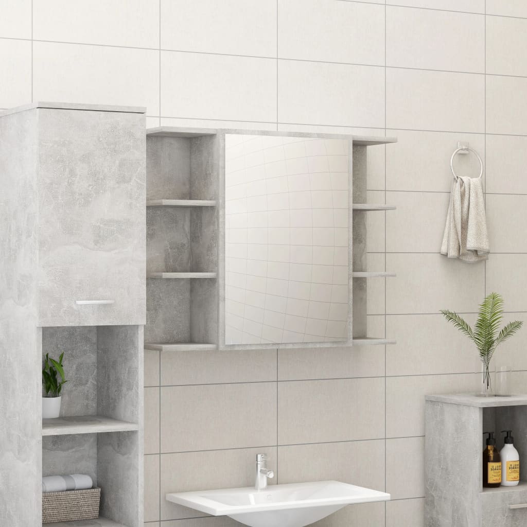 Set Mobili da Bagno 3 pz Grigio Cemento in Truciolato