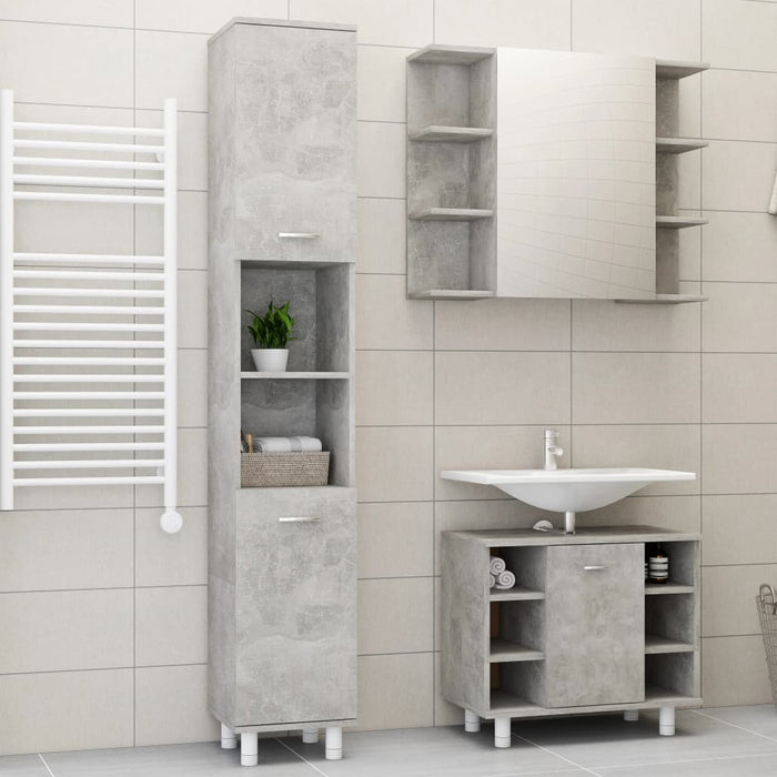 Set Mobili da Bagno 3 pz Grigio Cemento in Truciolato 3056956