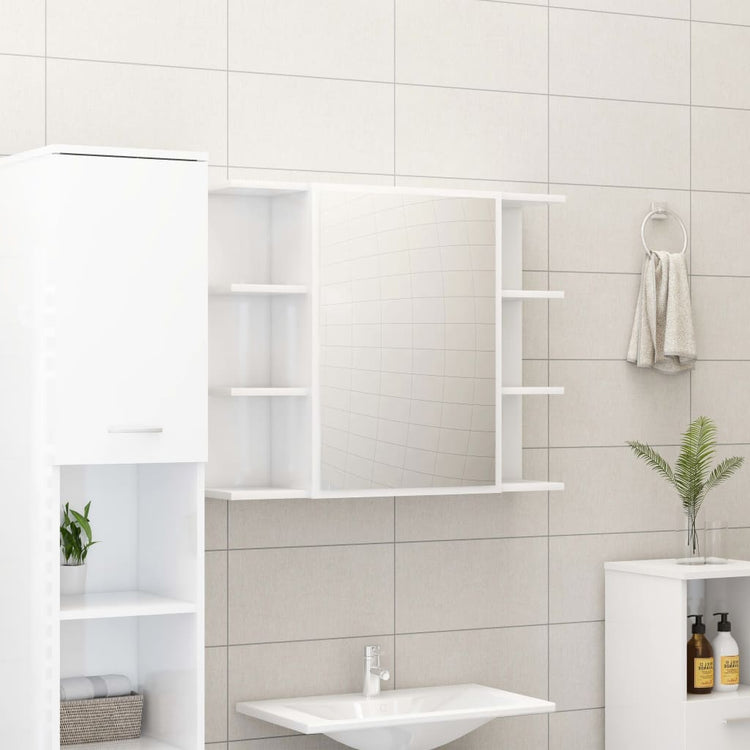 Set Mobili da Bagno 3 pz Bianco Lucido in Truciolato 3056958