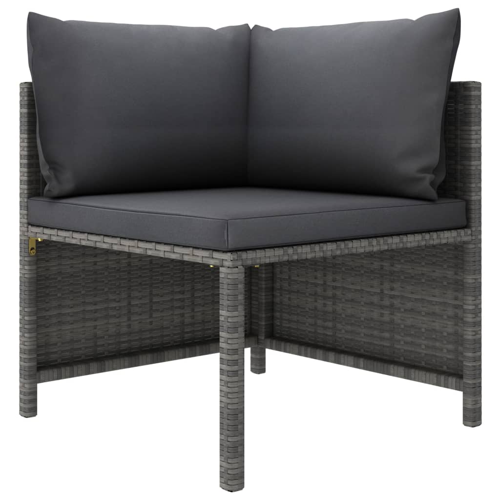 Divano ad Angolo Modulare con Cuscini in Polyrattan Grigio 313493