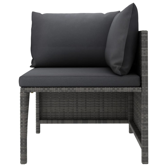 Divano ad Angolo Modulare con Cuscini in Polyrattan Grigio 313493