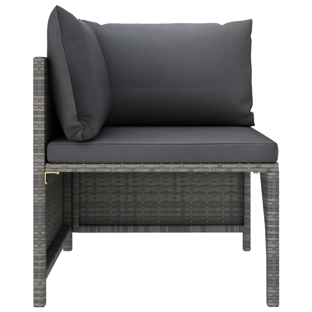 Divano ad Angolo Modulare con Cuscini in Polyrattan Grigio 313493