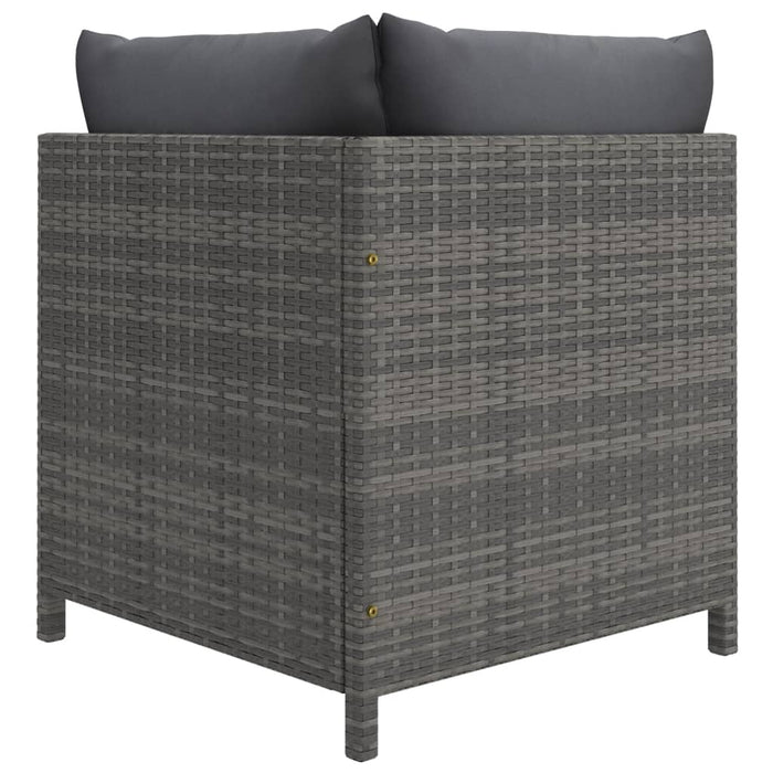 Divano ad Angolo Modulare con Cuscini in Polyrattan Grigio 313493