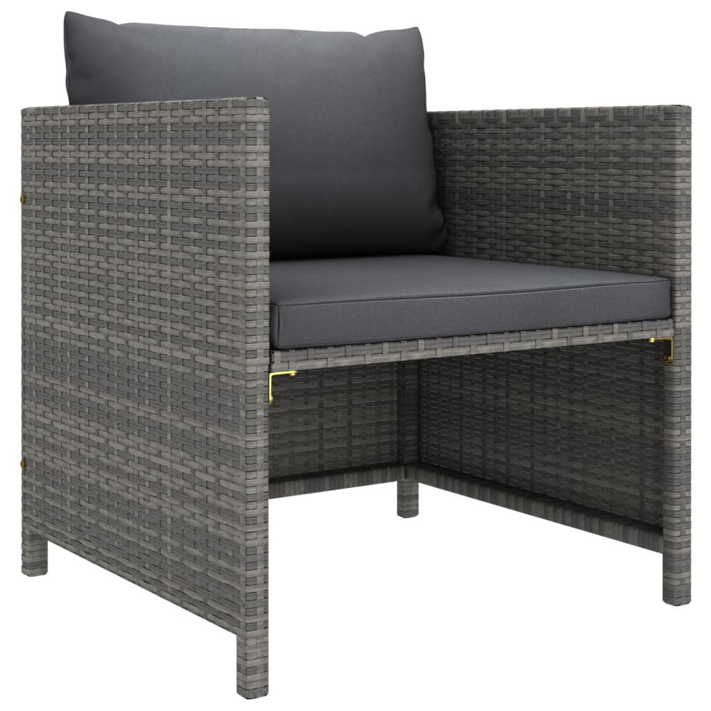 Divano da Giardino con Cuscini Grigio in Polyrattan 313496