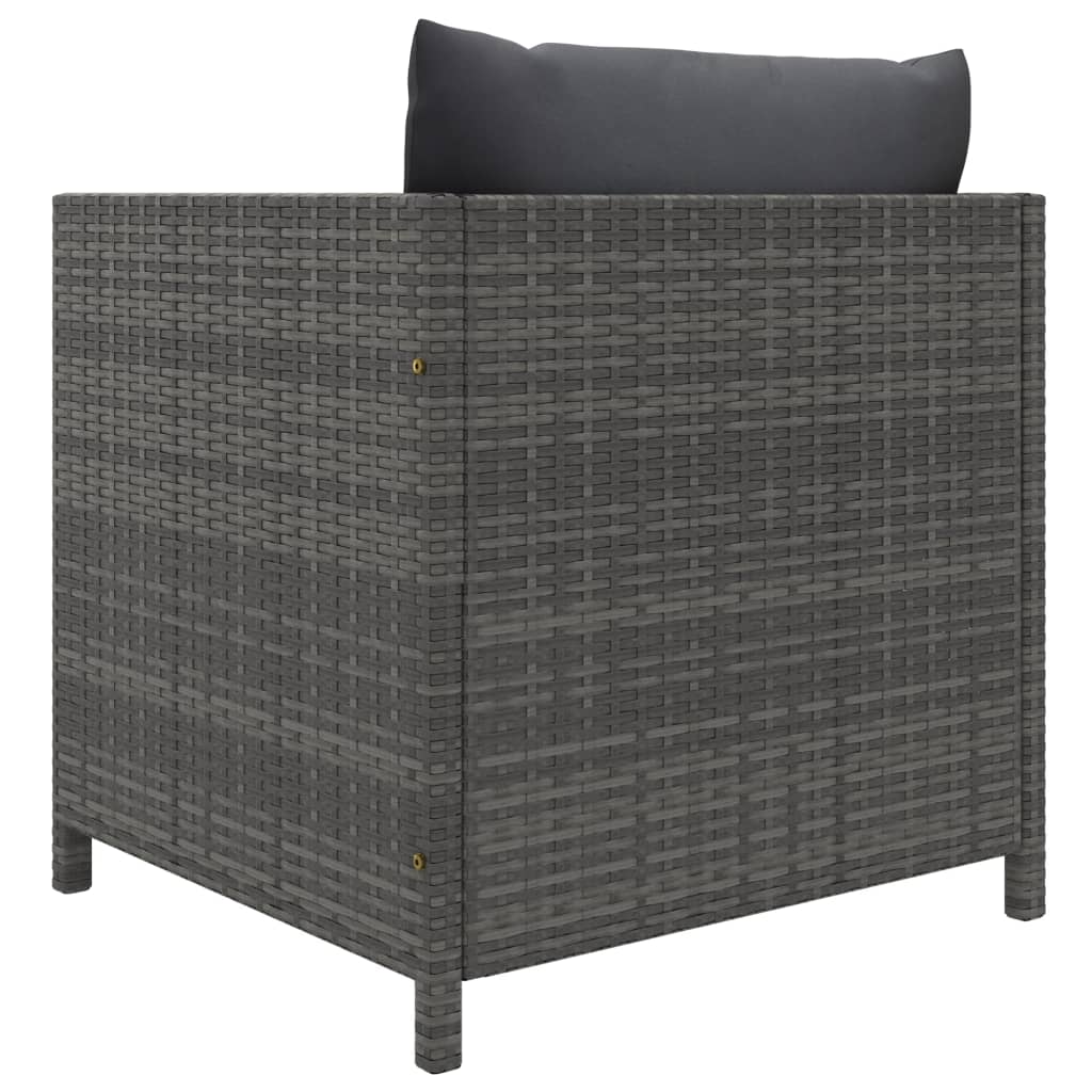 Divano da Giardino con Cuscini Grigio in Polyrattan 313496