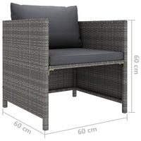 Divano da Giardino con Cuscini Grigio in Polyrattan 313496