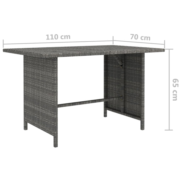 Tavolo da Pranzo da Giardino Grigio 110x70x65 cm in Polyrattan 313497