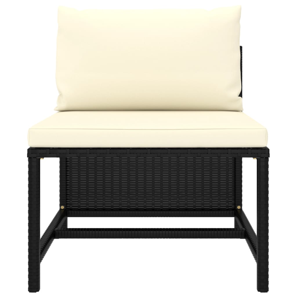 Divano Centrale Modulare con Cuscini in Polyrattan Nero cod mxl 64883