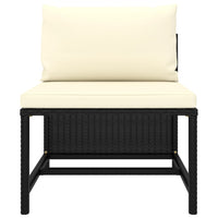 Divano Centrale Modulare con Cuscini in Polyrattan Nero cod mxl 64883