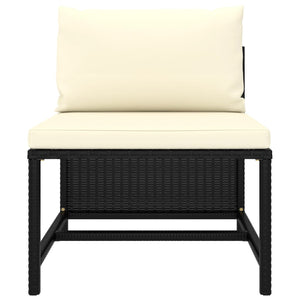 Divano Centrale Modulare con Cuscini in Polyrattan Nero cod mxl 64883