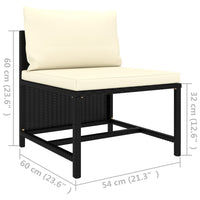 Divano Centrale Modulare con Cuscini in Polyrattan Nero cod mxl 64883