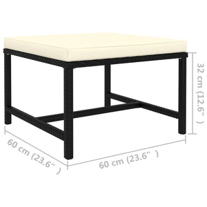 Poggiapiedi Modulare con Cuscino in Polyrattan Nero 313509