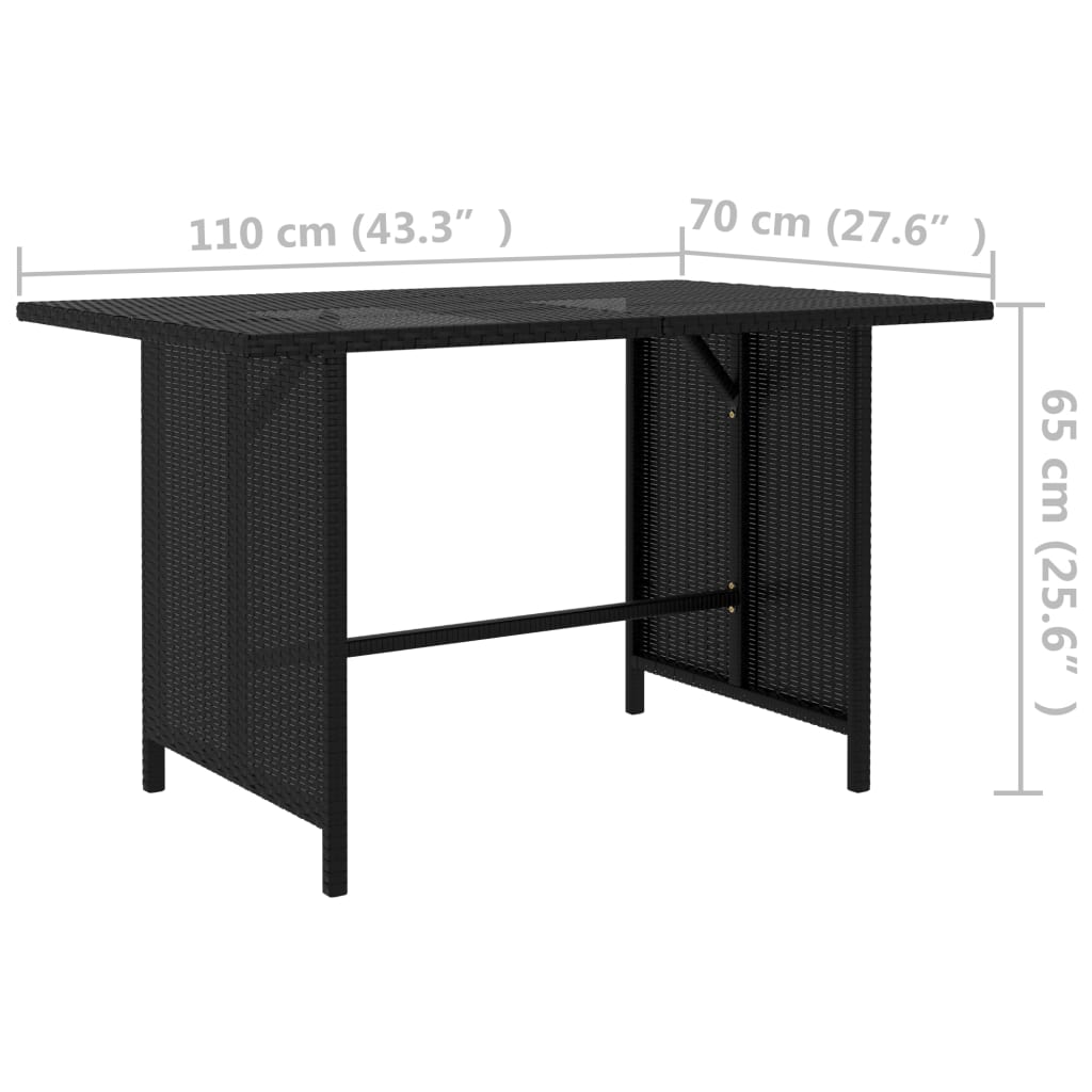 Tavolo da Pranzo da Giardino Nero 110x70x65 cm in Polyrattan 313511