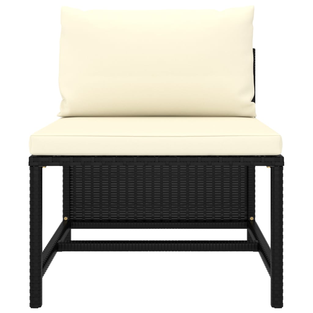 Divano da Giardino a 3 Posti con Cuscini Nero in Polyrattan cod mxl 70674