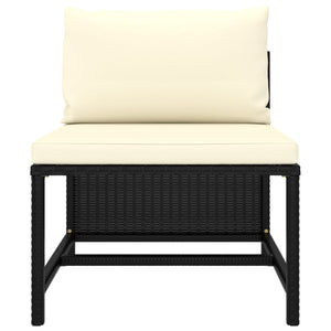 Divano da Giardino a 3 Posti con Cuscini Nero in Polyrattan cod mxl 70674