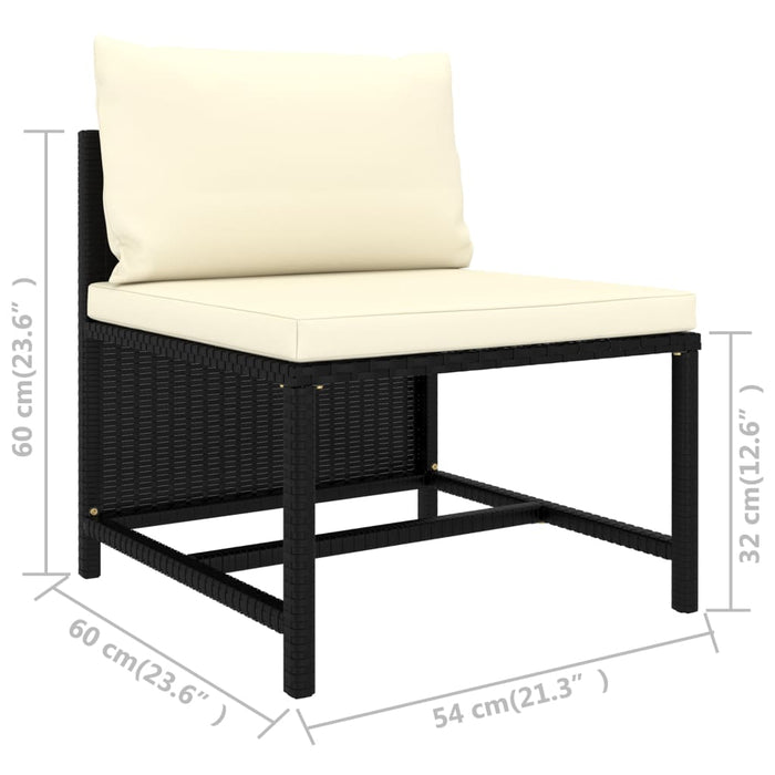 Set Divani da Giardino 3 pz con Cuscini in Polyrattan Nero 313514