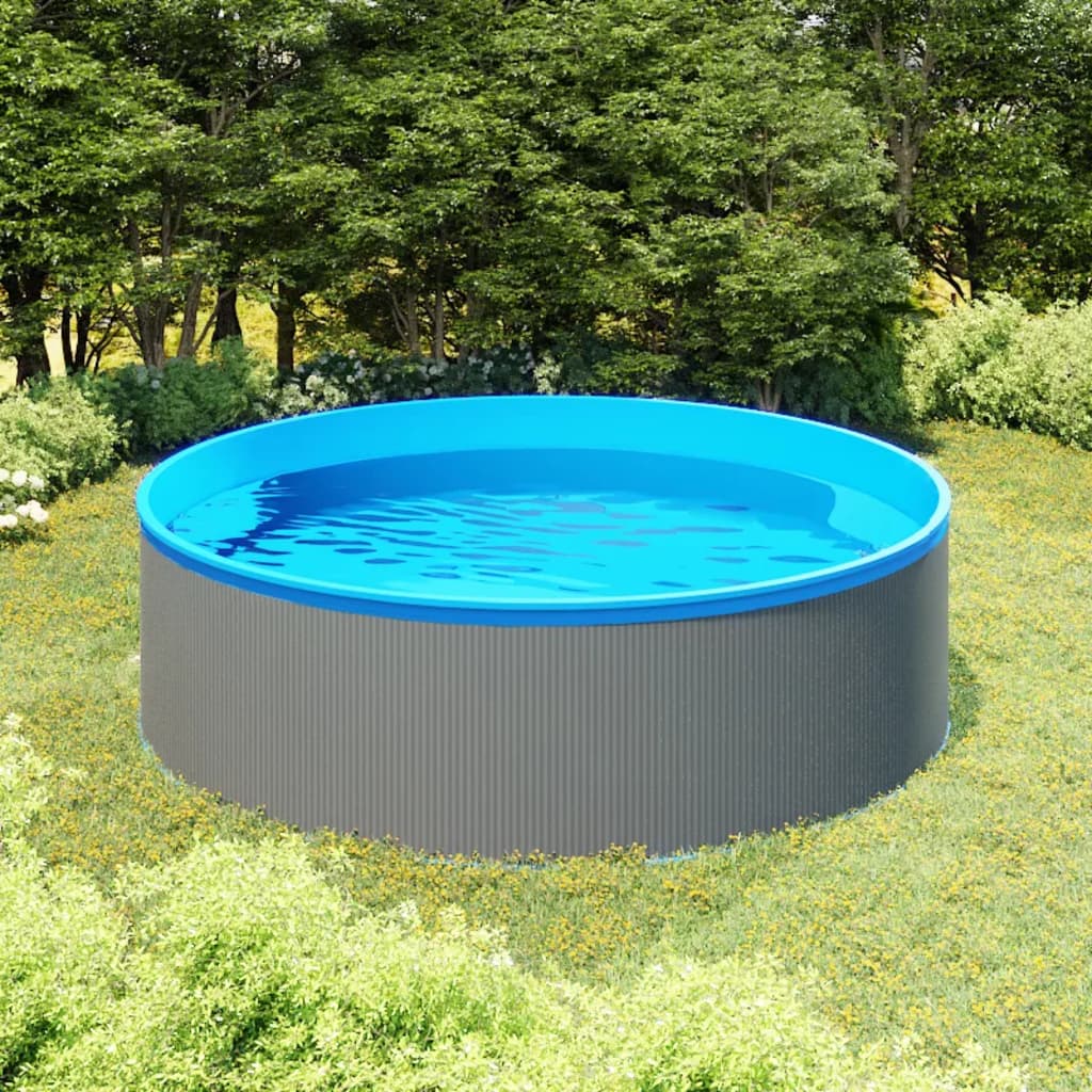 Piscina Fuori Terra 350x90 cm Grigio 92808