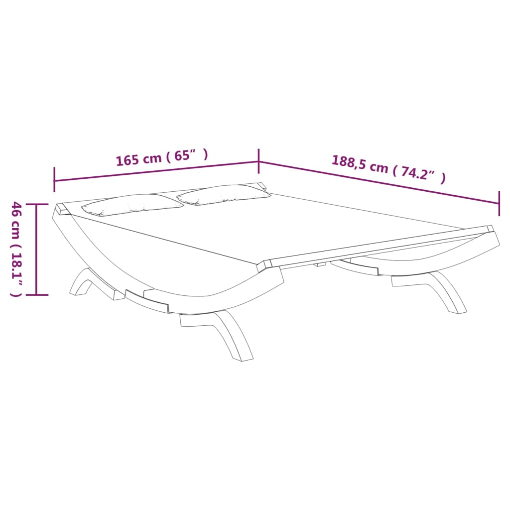 Lettino Prendisole 165x188,5x46 cm in Legno Curvato Antracite 313950