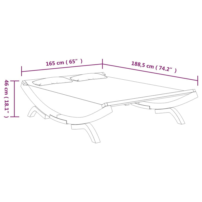 Lettino Prendisole 165x188,5x46 cm in Legno Curvato Antracite 313950