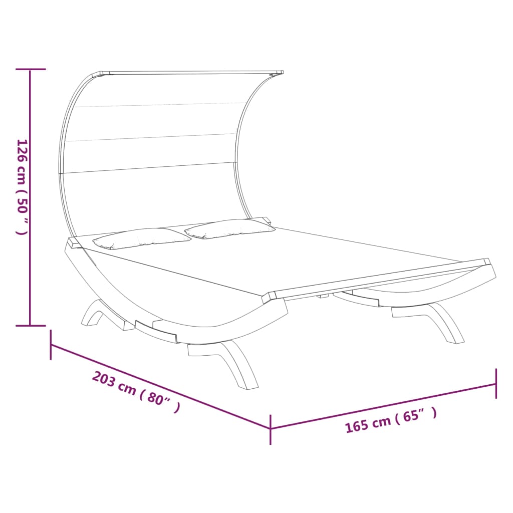 Lettino con Tettuccio 165x203x126 cm in Legno Curvato Crema cod mxl 71230