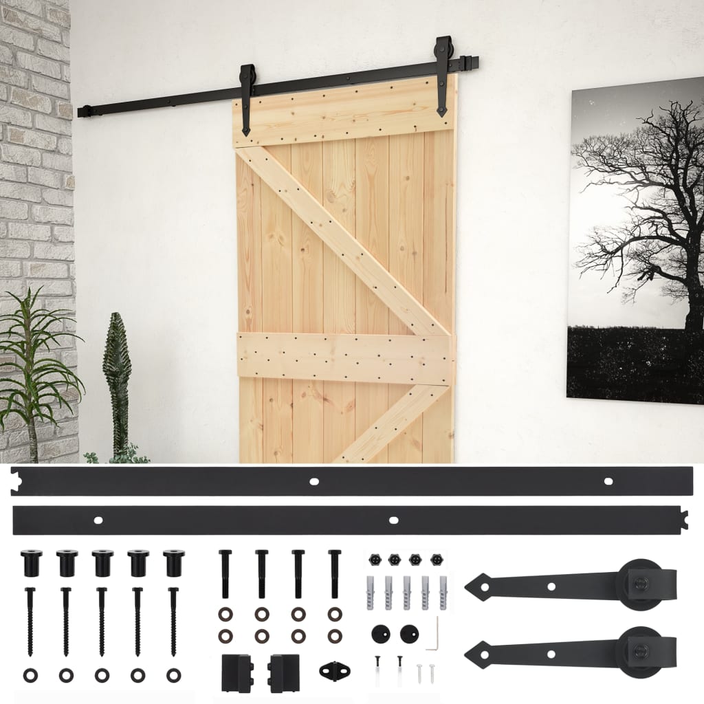 Porta Scorrevole con Set Hardware 100x210 cm in Legno di Pinocod mxl 72450