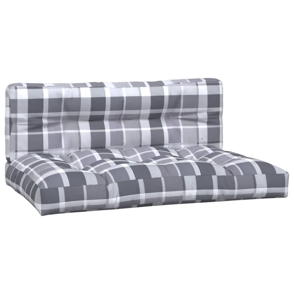 Cuscini per Divano Pallet 2 pz Grigio Motivo a Quadri cod mxl 68277