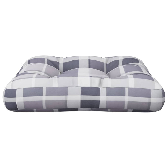 Cuscino per Pouf su Pallet Grigio Motivo a Quadri in Tessuto 314635