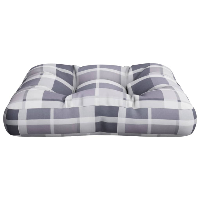 Cuscino per Pouf su Pallet Grigio Motivo a Quadri in Tessuto 314635