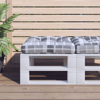 Cuscino per Pouf su Pallet Grigio Motivo a Quadri in Tessuto 314635