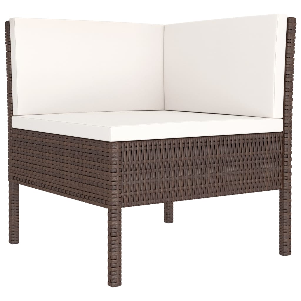 Set Divani da Giardino 6 pz con Cuscini in Polyrattan Marrone cod mxl 41736