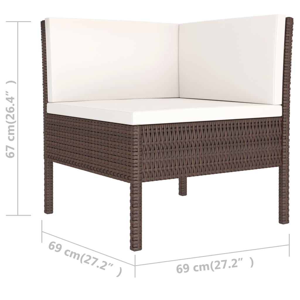 Set Divani da Giardino 6 pz con Cuscini in Polyrattan Marrone cod mxl 41736