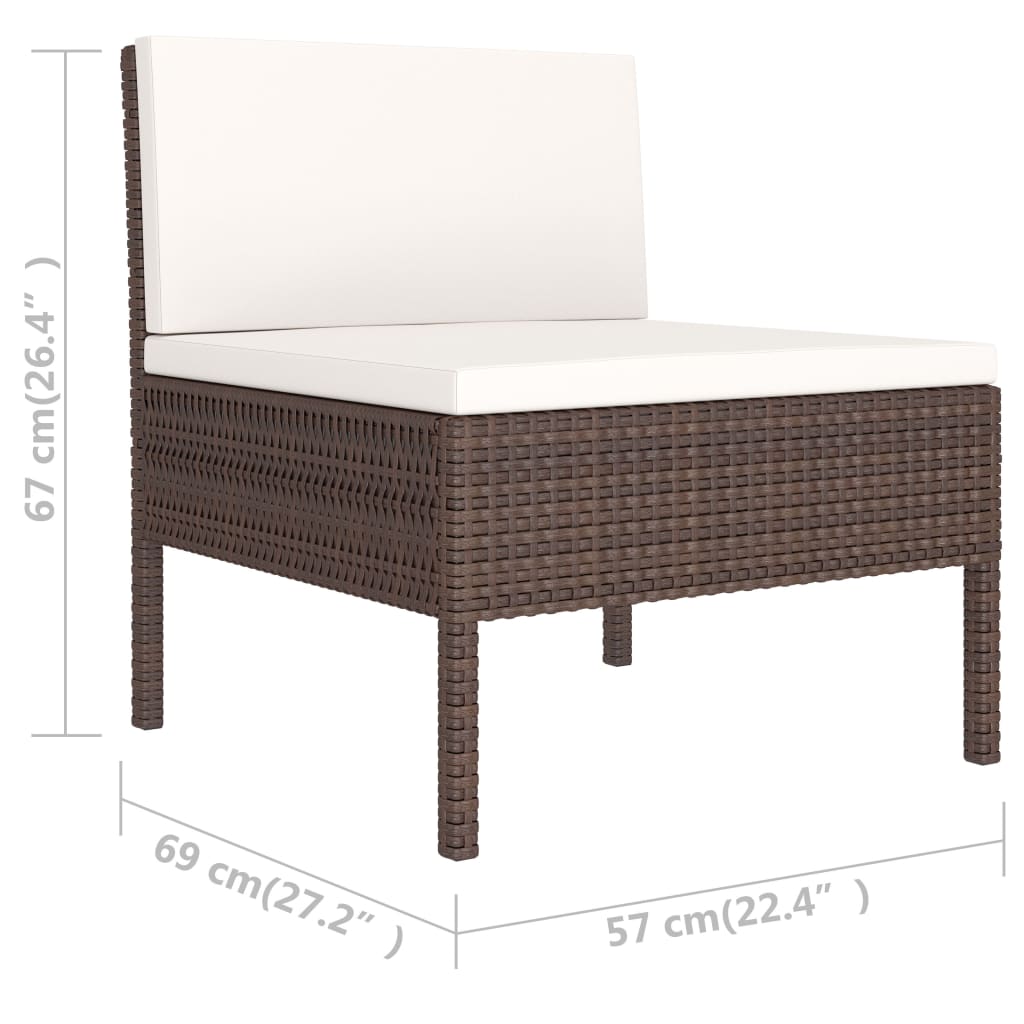 Set Divani da Giardino 6 pz con Cuscini in Polyrattan Marrone cod mxl 41736