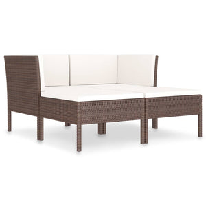 Set Divani da Giardino 4 pz con Cuscini in Polyrattan Marrone 3056965