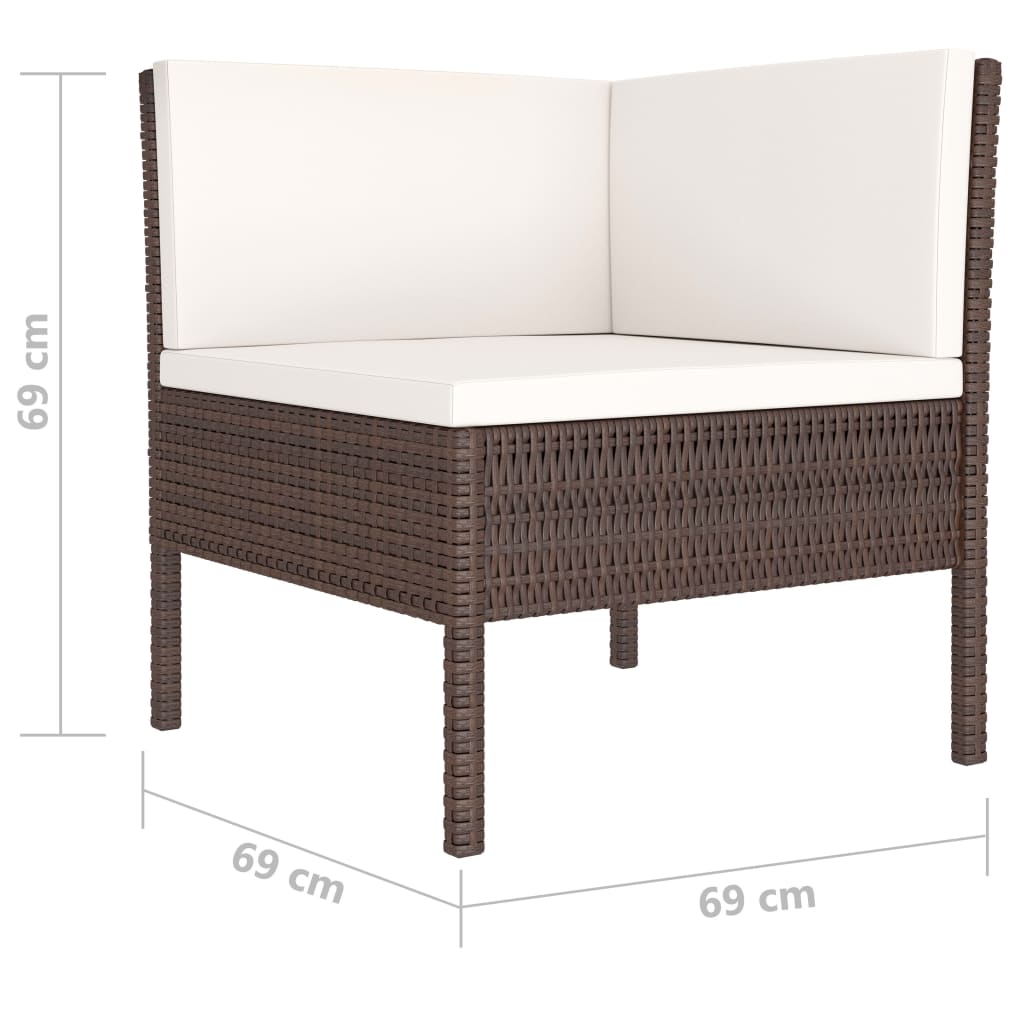 Set Divani da Giardino 4 pz con Cuscini in Polyrattan Marrone 3056965