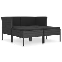 Set Divani da Giardino 4 pz con Cuscini in Polyrattan Nero 3056967