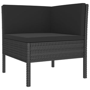 Set Divani da Giardino 4 pz con Cuscini in Polyrattan Nero 3056967