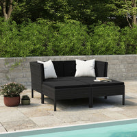 Set Divani da Giardino 4 pz con Cuscini in Polyrattan Nero cod mxl 40864