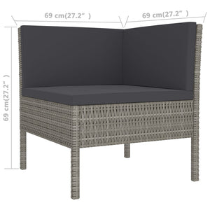 Set Divani da Giardino 9 pz con Cuscini in Polyrattan Grigio cod mxl 37965