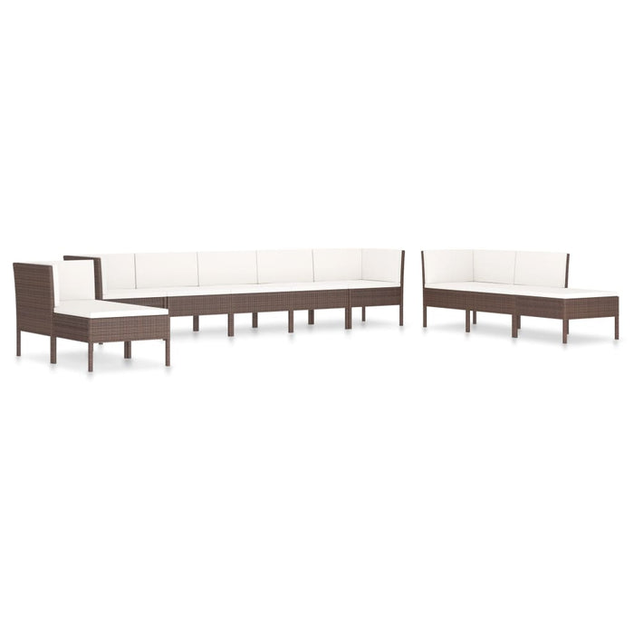 Set Divani da Giardino 10 pz con Cuscini in Polyrattan Marrone cod mxl 37806