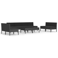 Set Divani da Giardino 10 pz con Cuscini in Polyrattan Nero cod mxl 37811