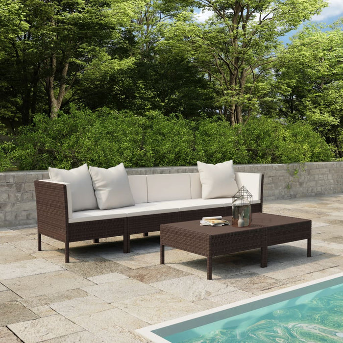 Set Divani da Giardino 6 pz con Cuscini in Polyrattan Marrone cod mxl 37804