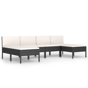 Set Divani da Giardino 6 pz con Cuscini in Polyrattan Nero cod mxl 37814