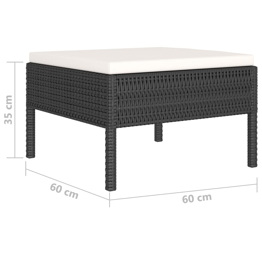 Set Divani da Giardino 6 pz con Cuscini in Polyrattan Nero cod mxl 37814