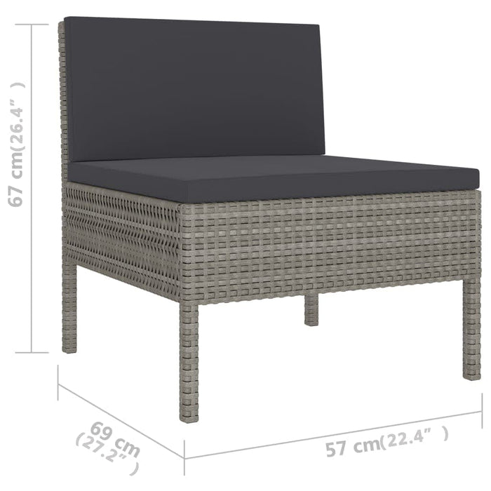 Set Divani da Giardino 6 pz con Cuscini in Polyrattan Grigio 3056988