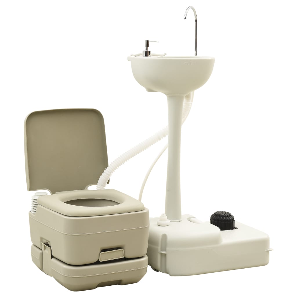 Set WC Portatile da Campeggio 10+10L Lavandino 20L Grigiocod mxl 97246