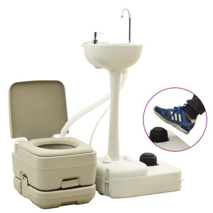 Set WC Portatile da Campeggio 10+10L Lavandino 20L Grigiocod mxl 97246