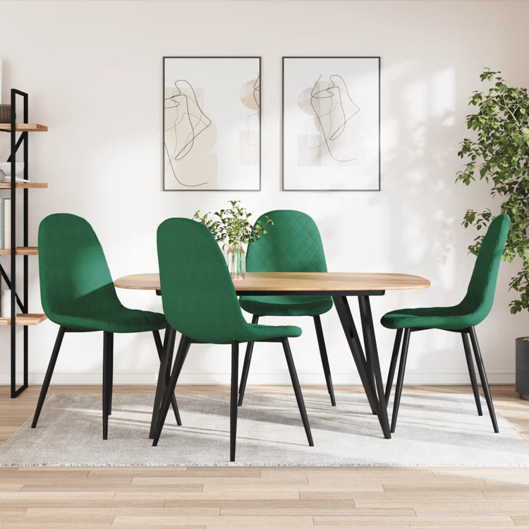 Sedie da Pranzo 4 pz Verde Scuro in Velluto 325659