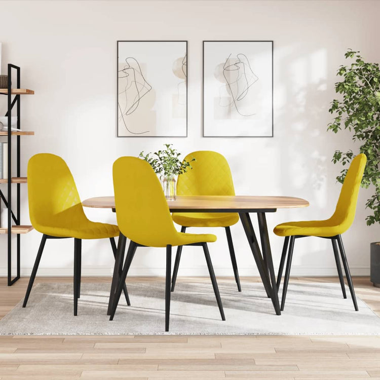 Sedie da Pranzo 4 pz Giallo Senape in Velluto 325664