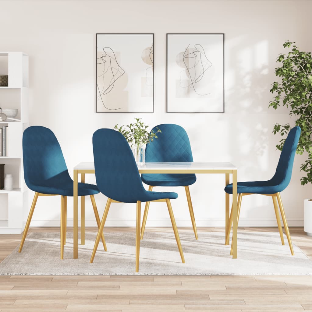 Sedie da Pranzo 4 pz Blu in Velluto 325678