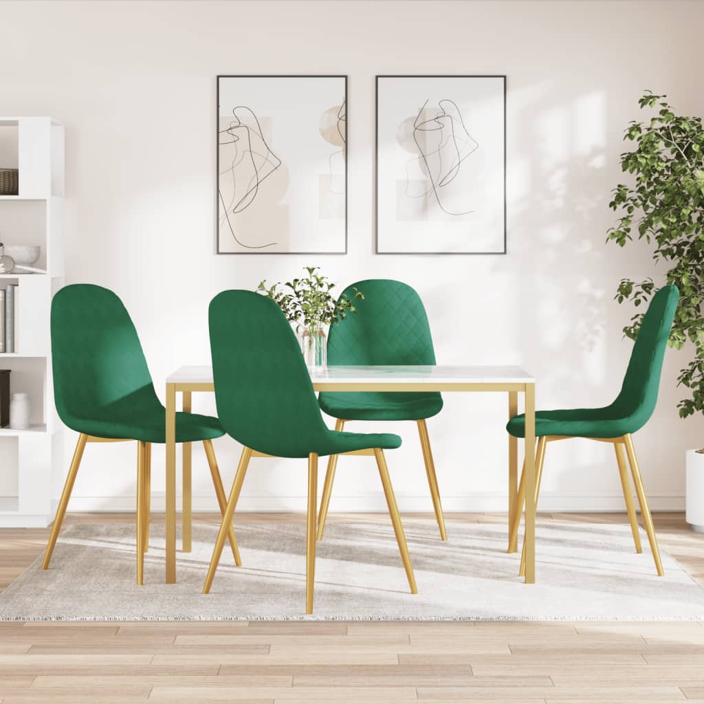 Sedie da Pranzo 4 pz Verde Scuro in Vellutocod mxl 95499